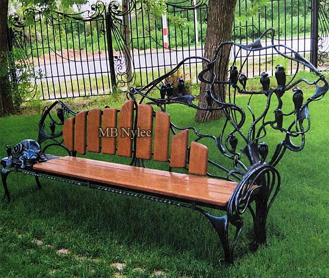 Designerska ławka ogrodowa rzeźba ze stali mk22
